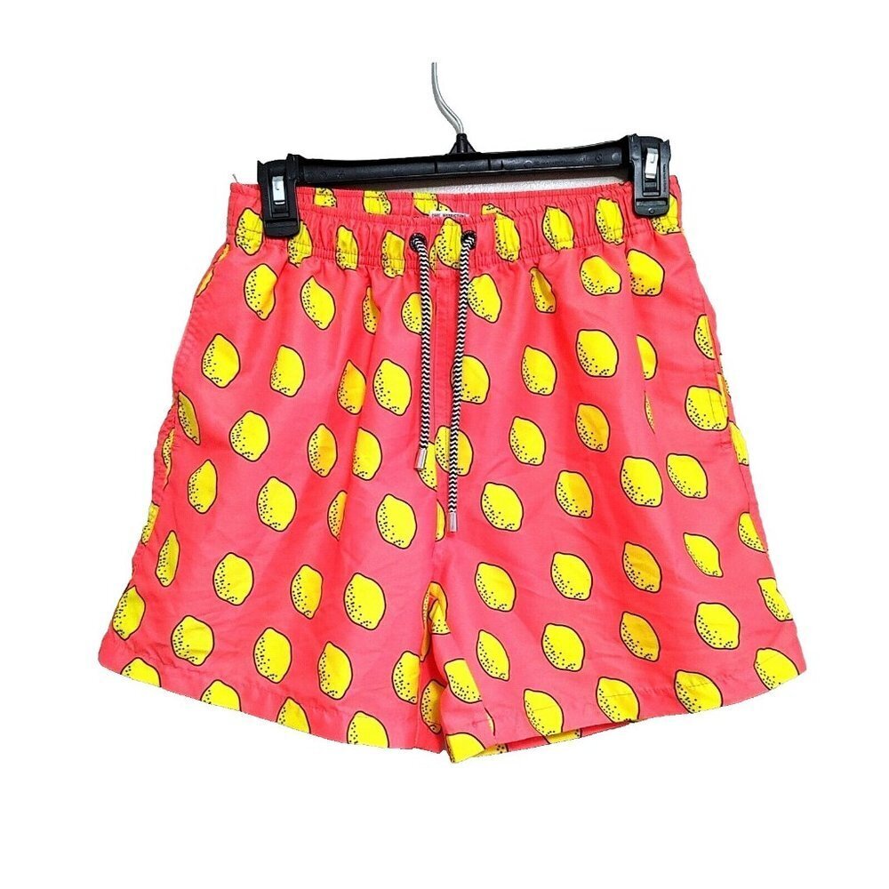 Franks Men's Shorts Swim Trunks Large Yellow  Whole Lemons Drawstring